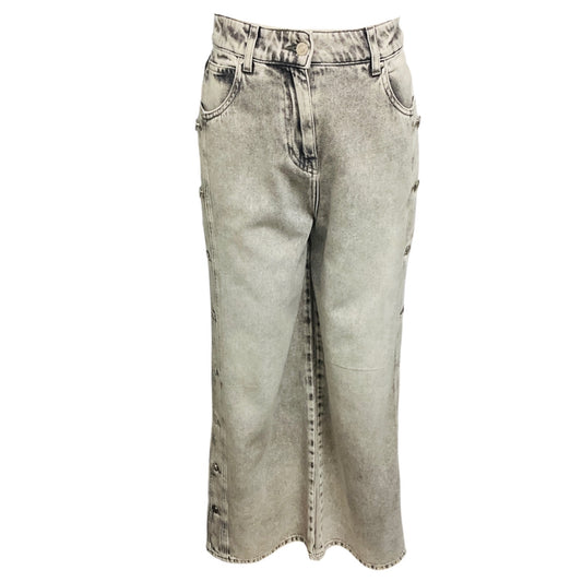 Iro Mixed Grey Andreea Button Side Wide Leg Jeans