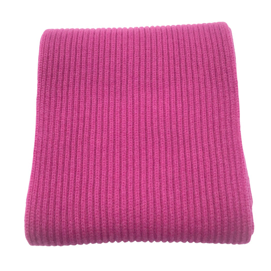 Loro Piana Fuchsia Pink Ribbed Knit Cashmere Scarf