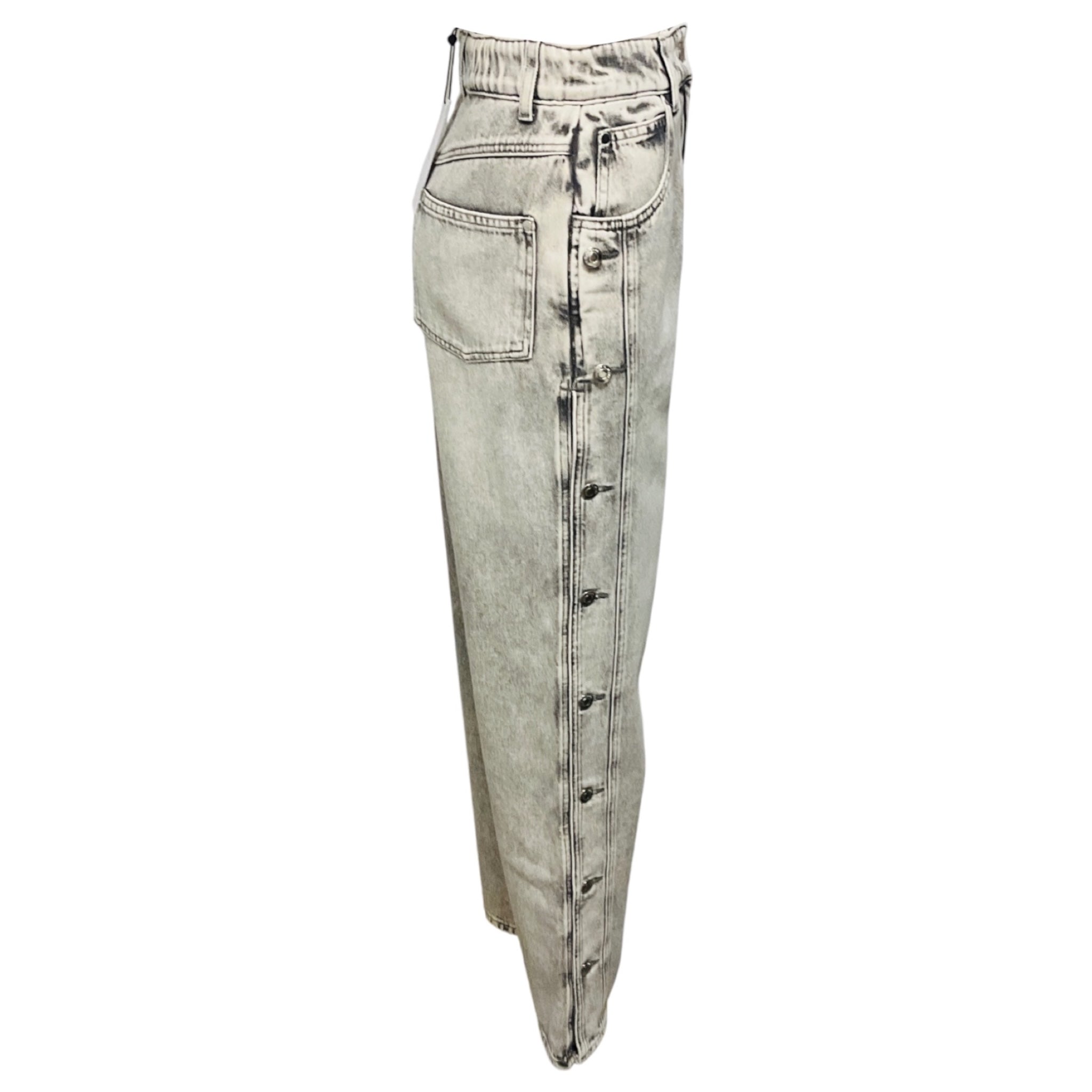 Iro Mixed Grey Andreea Button Side Wide Leg Jeans