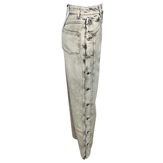Iro Mixed Grey Andreea Button Side Wide Leg Jeans