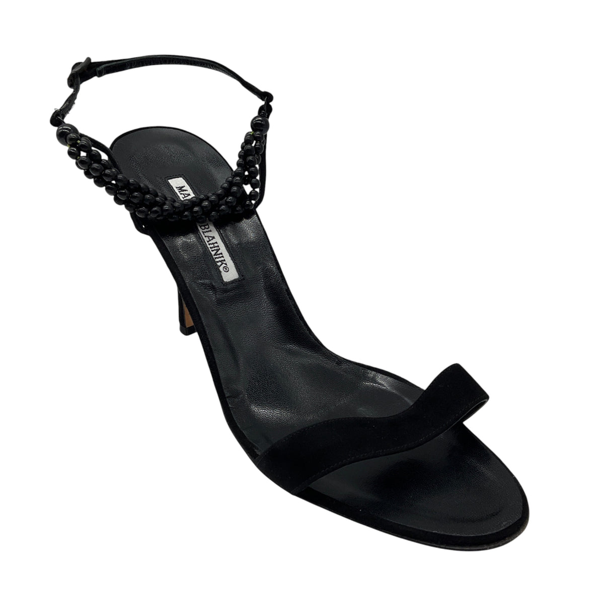Manolo Blahnik Bead Embellished Suede Sandals