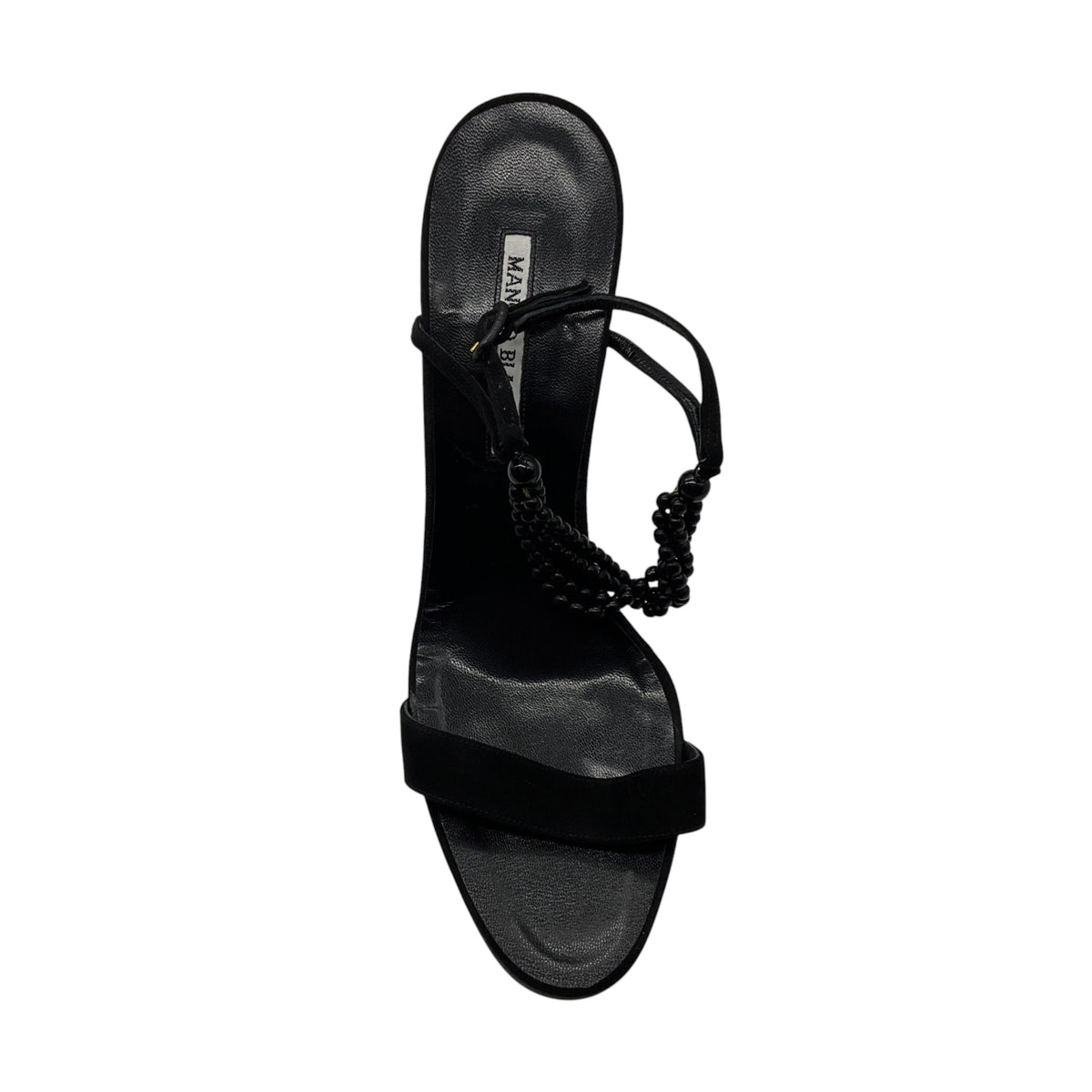 Manolo Blahnik Bead Embellished Suede Sandals