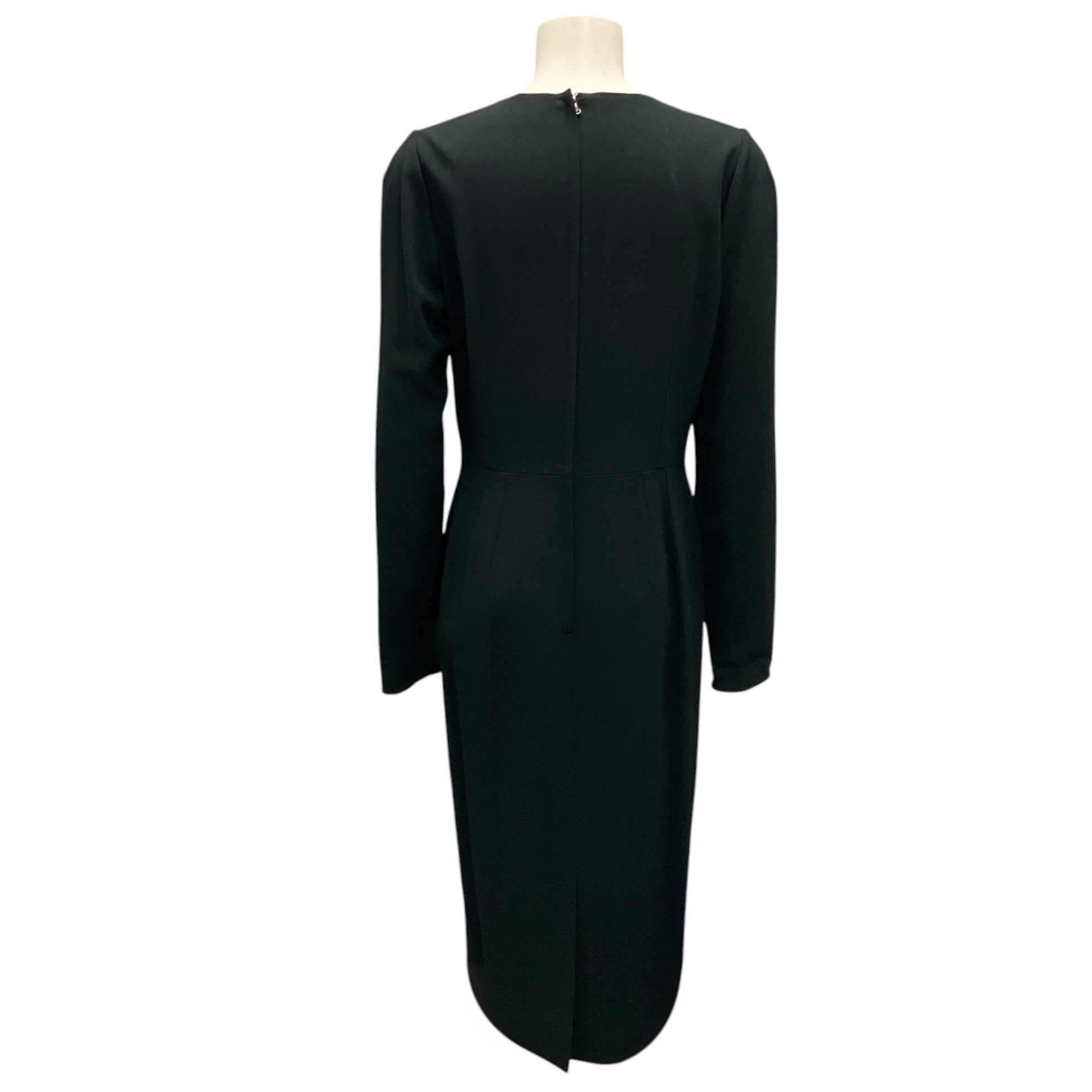 Dolce & Gabbana Black Heart Logo Patch Long Sleeved Crepe Midi Dress