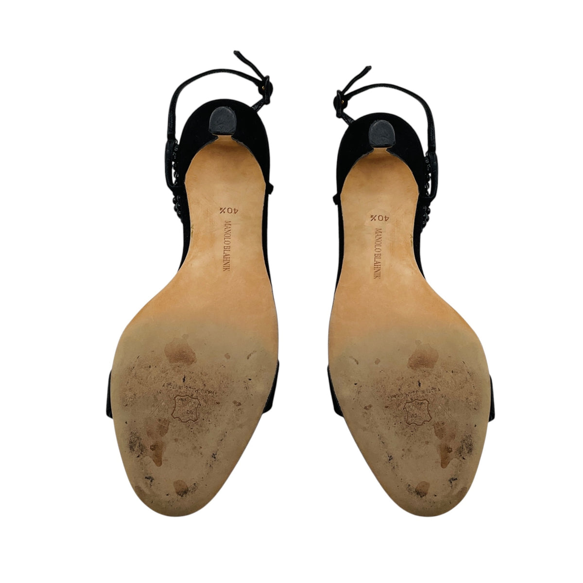 Manolo Blahnik Bead Embellished Suede Sandals