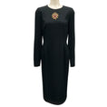 Load image into Gallery viewer, Dolce & Gabbana Black Heart Logo Patch Long Sleeved Crepe Midi Dress
