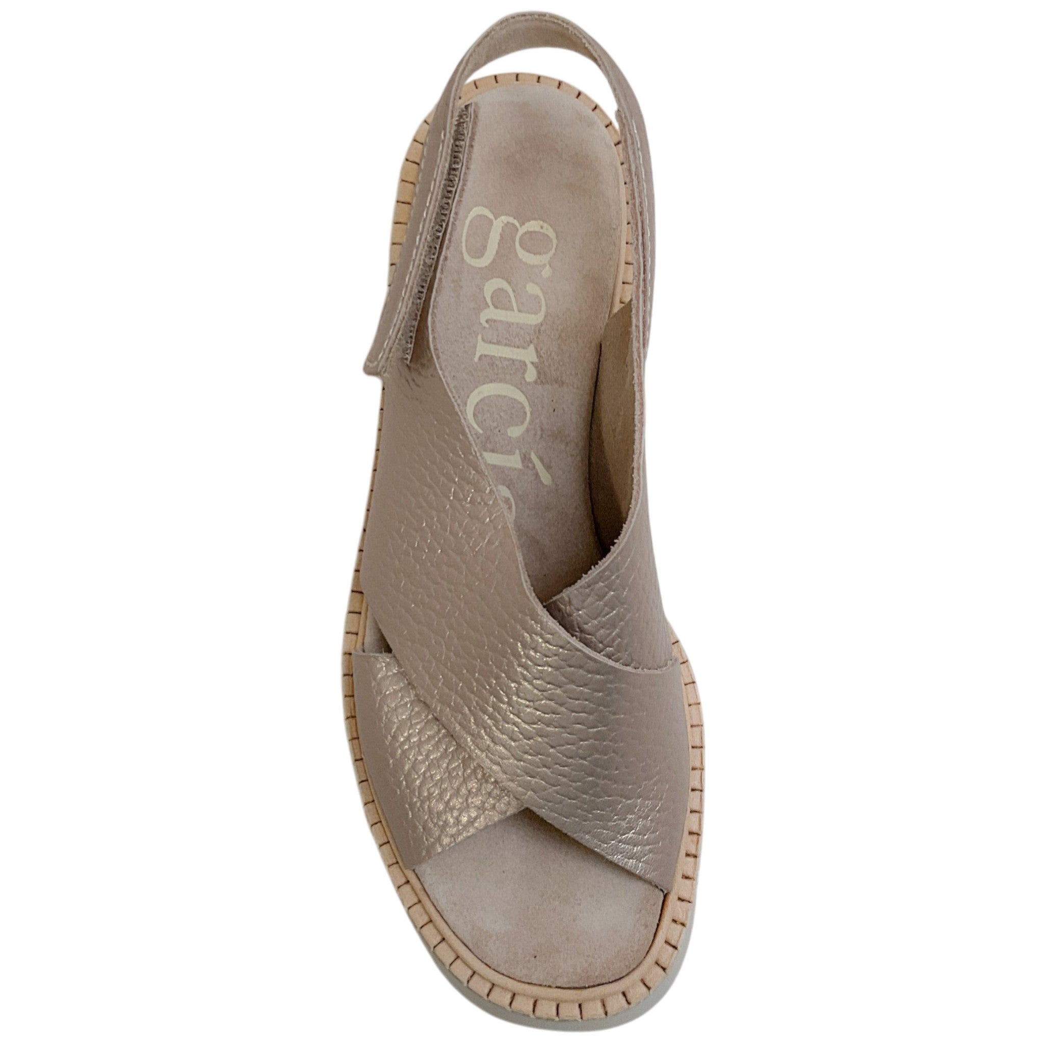 Pedro Garcia White Gold Lame Leather Reme Sandals