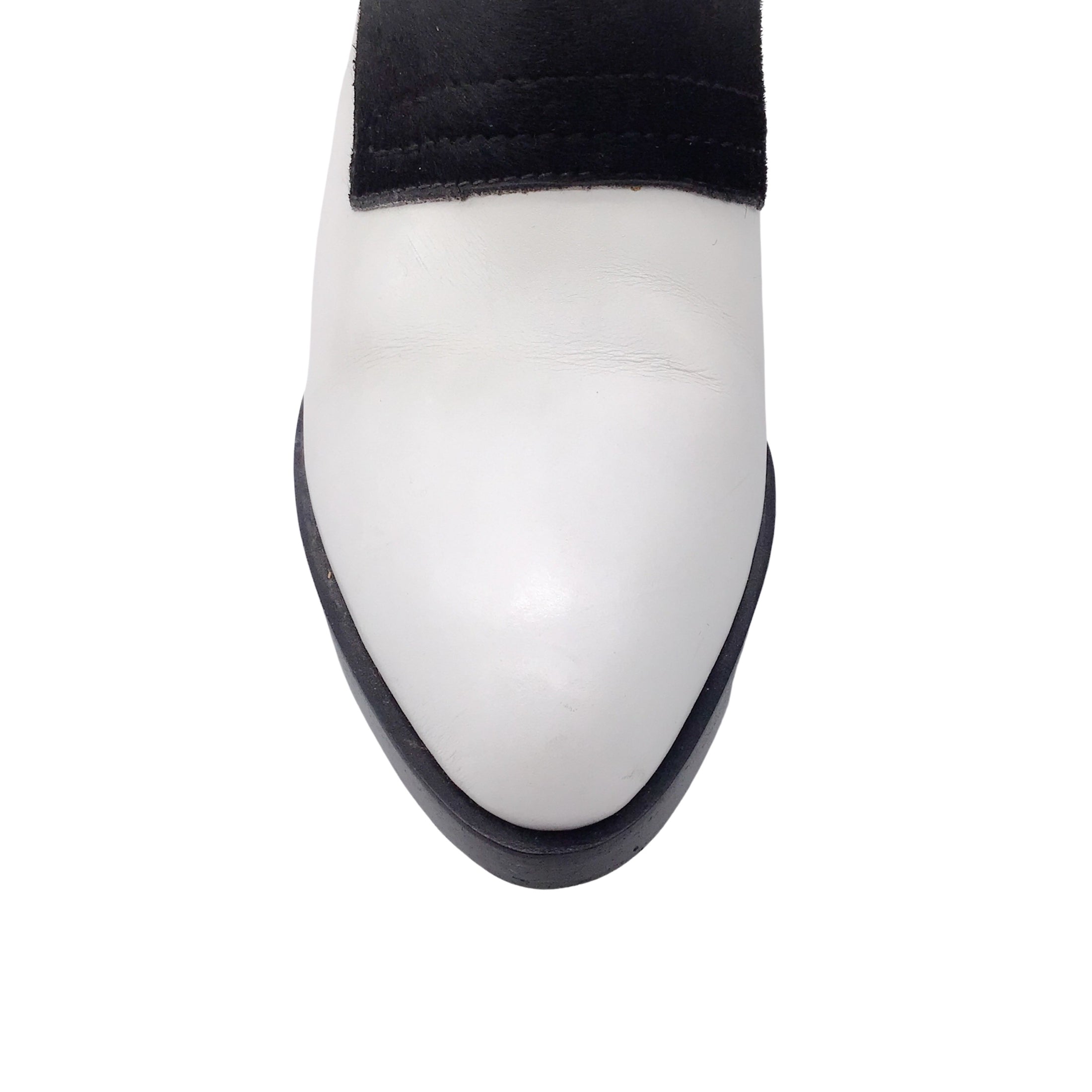 Alexander Wang White / Black Leather and Calf Hair Boots