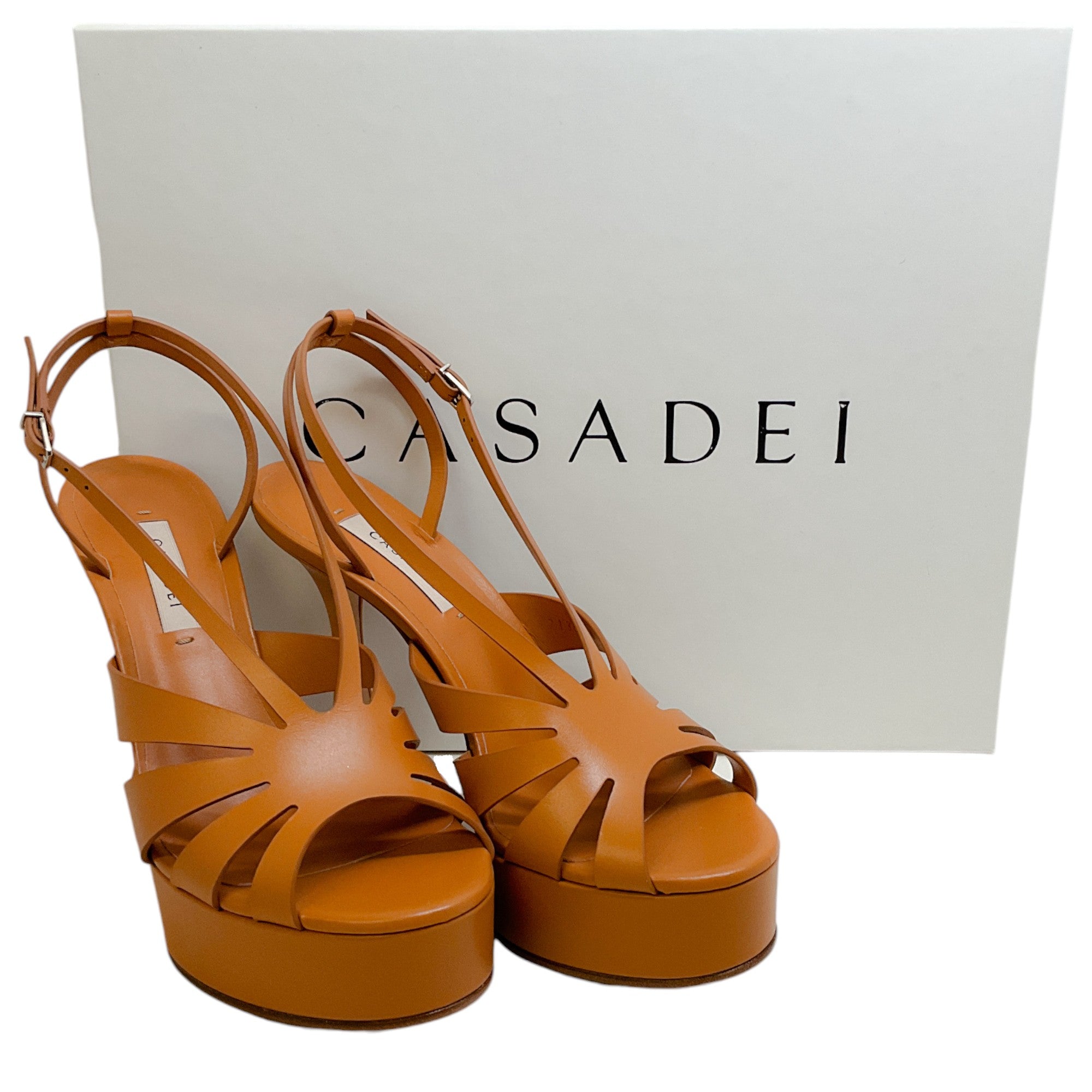 Casadei Natural Leather Tiffany Platform Sandals