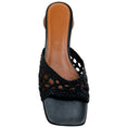 Load image into Gallery viewer, Staud  Black Leather Crochet Simone Slide Sandals
