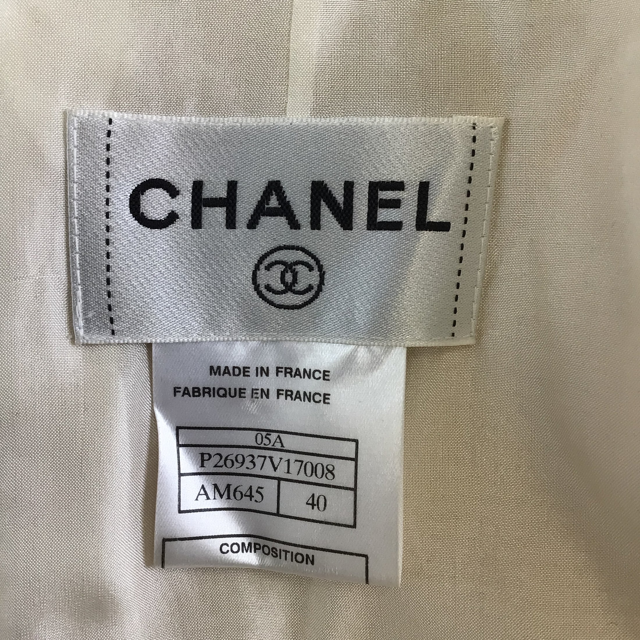 Chanel Ivory / Black / Gold CC Logo Buttoned Short Sleeved Four-Pocket Wool Tweed Dress