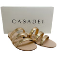 Load image into Gallery viewer, Casadei Rose Gold Embossed Leather Atomium Sandals
