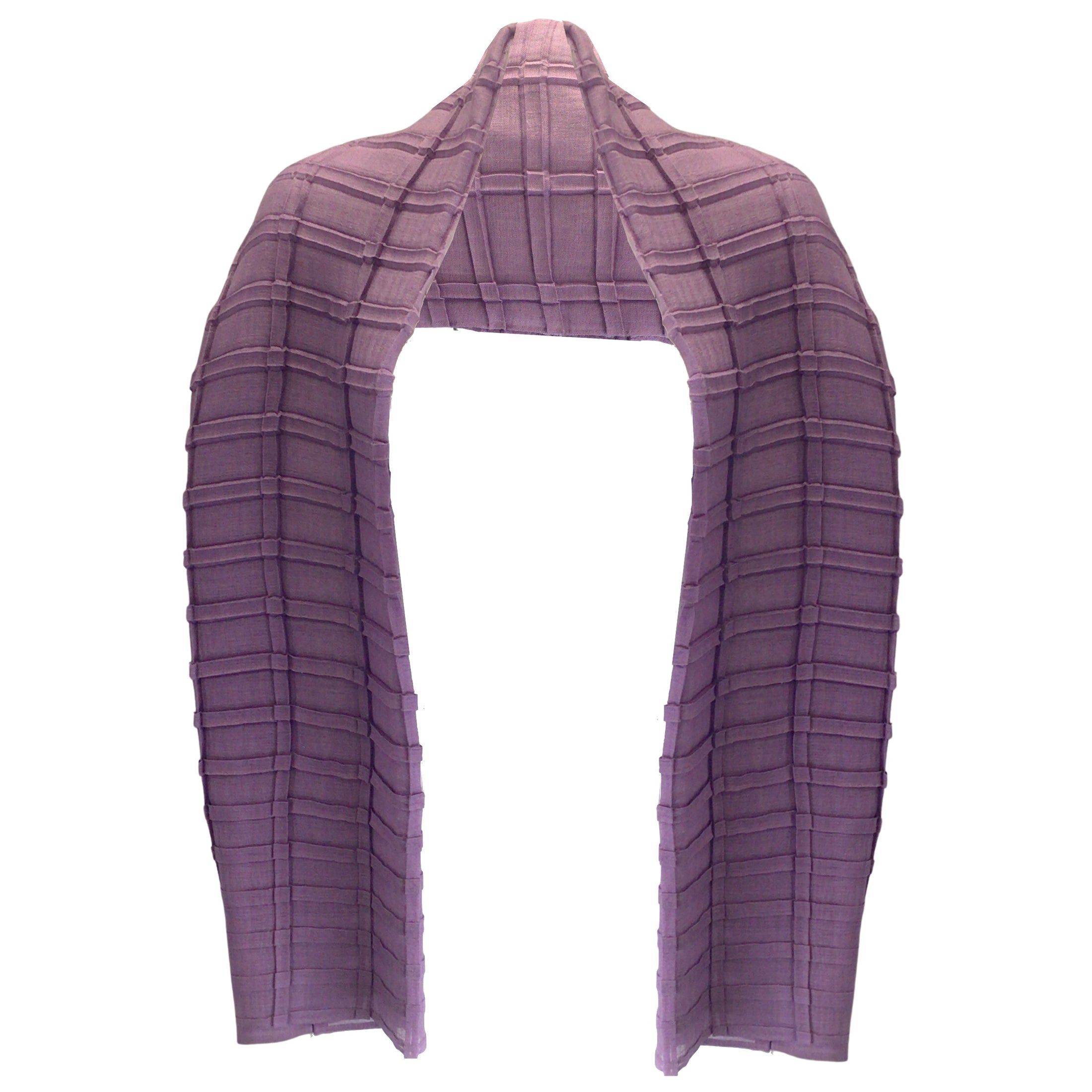 Agnona Purple Pleated Cashmere and Silk Plisse Scarf