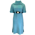 Load image into Gallery viewer, Chanel Teal Short Sleeved Belted Wool Tweed Dress
