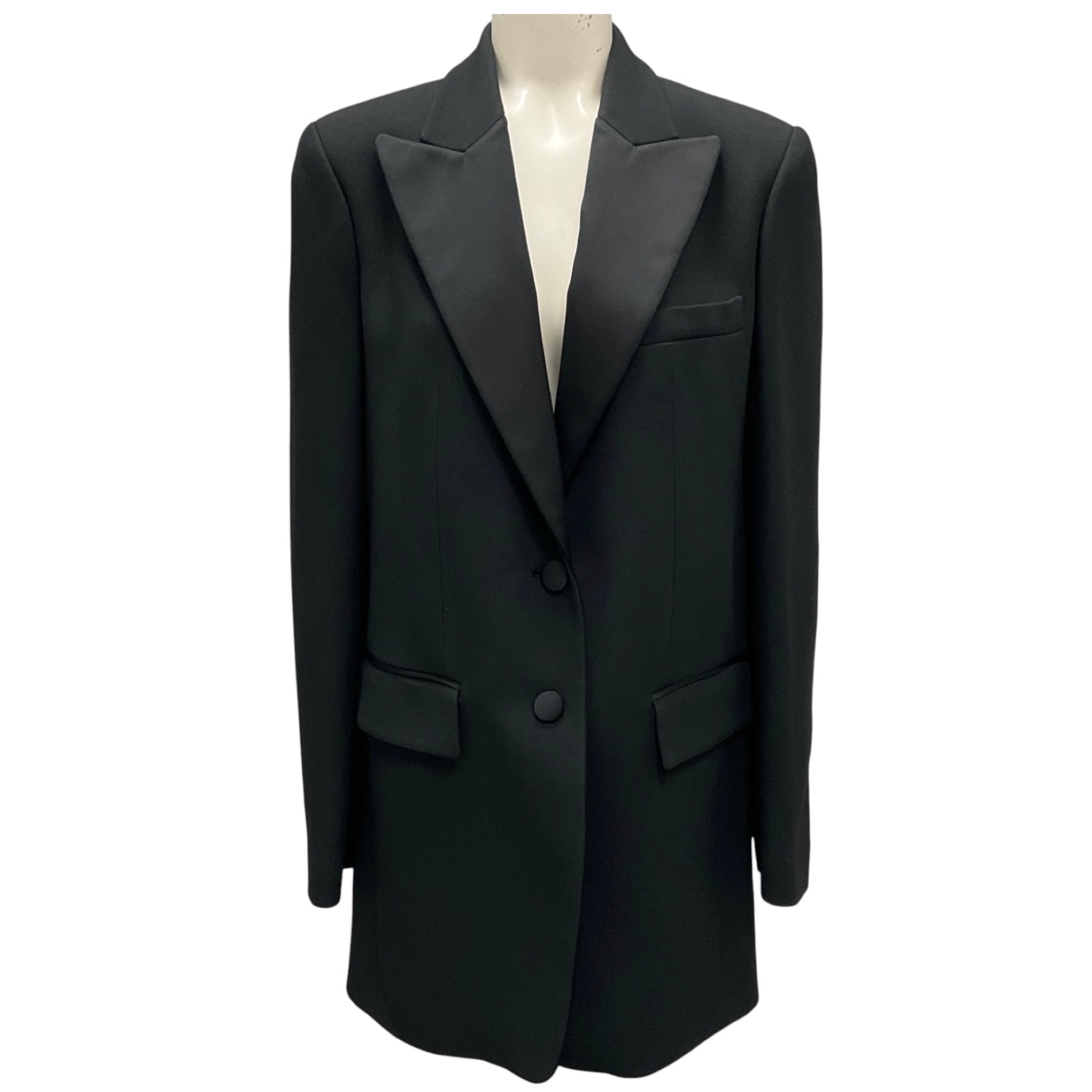 Michael Kors Collection Black Satin Collar Crepe Tuxedo Jacket