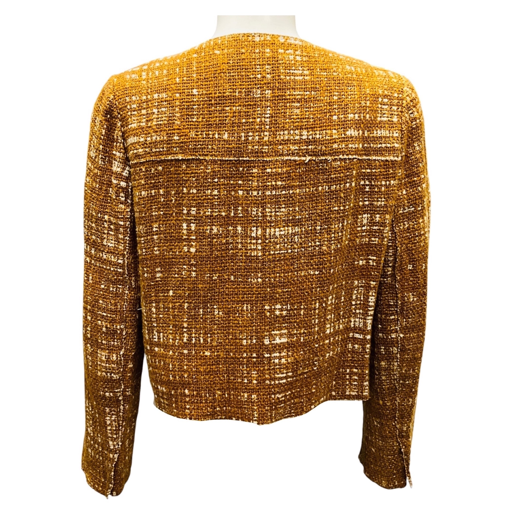 Prada Mustard Button Front Tweed Jacket