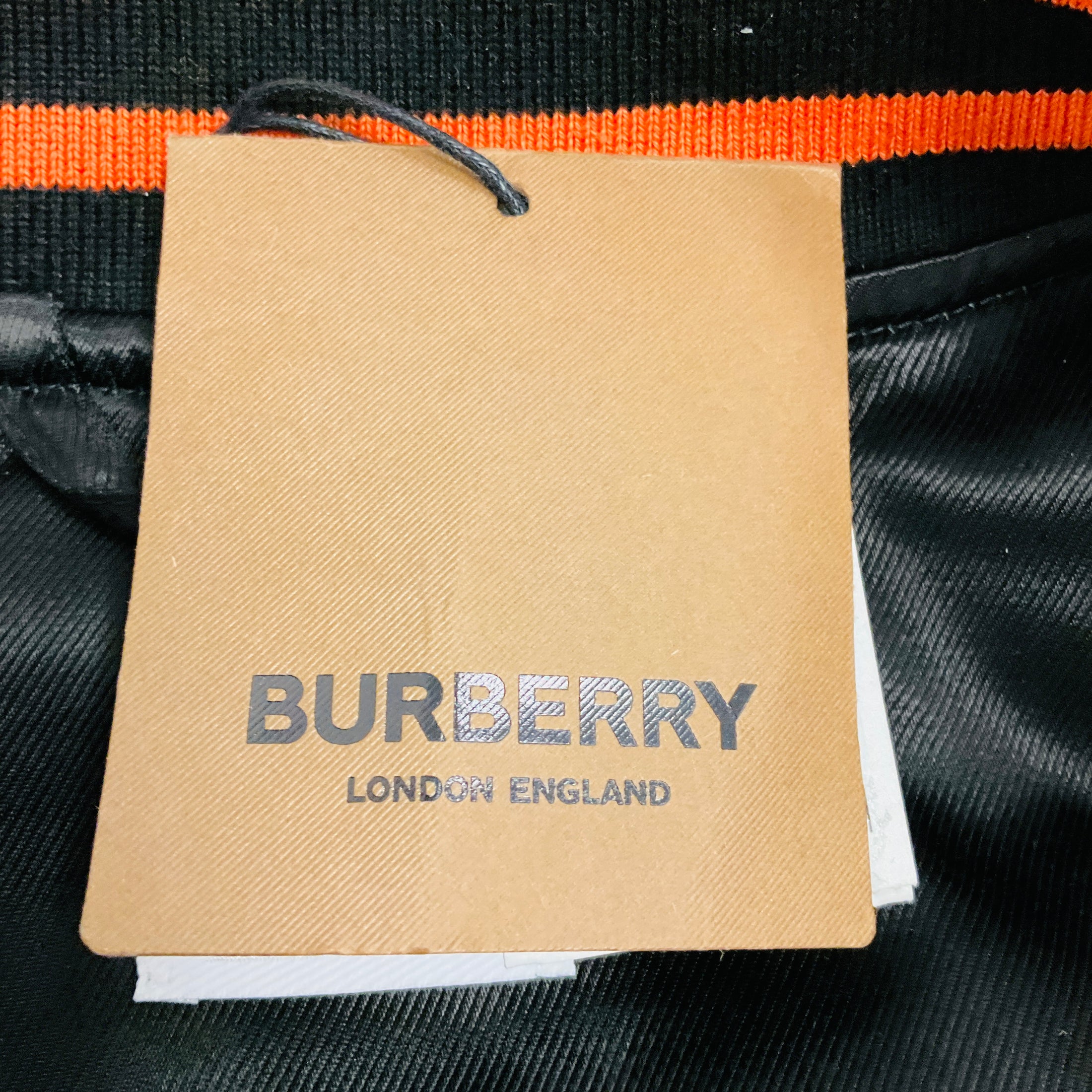 Burberry Men's Deep Orange Brookland Checkerboard Bomber Jacket