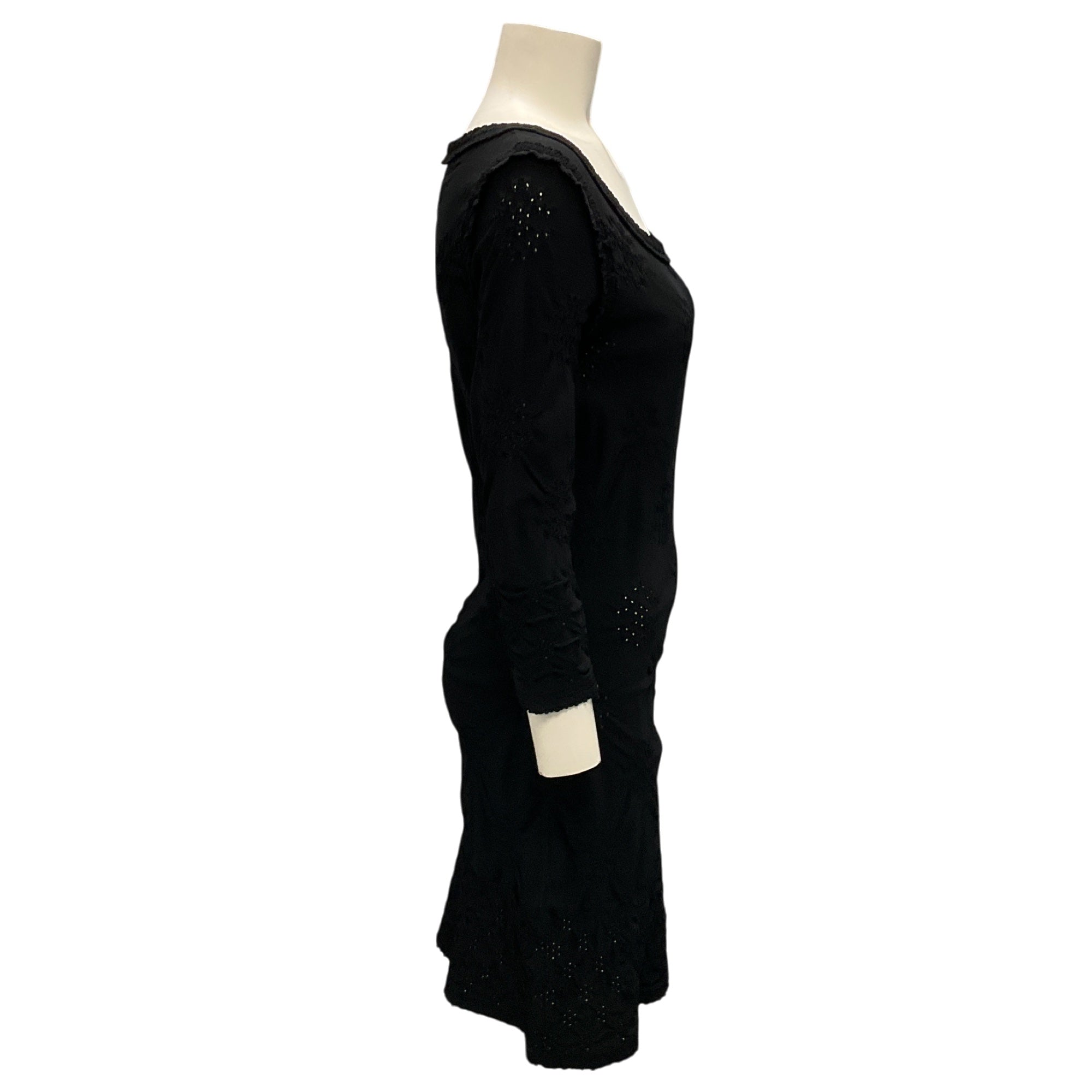 Chanel Black Ruched Long Sleeved Knit Dress