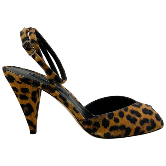 Casadei Cheeta Print Peep Toe Ankle Strap Malesia Pumps