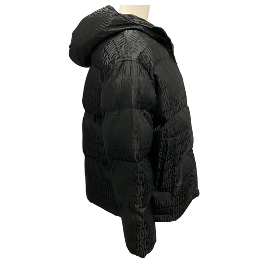 Moschino Couture Black Logo Hooded Full Zip Puffer Jacket