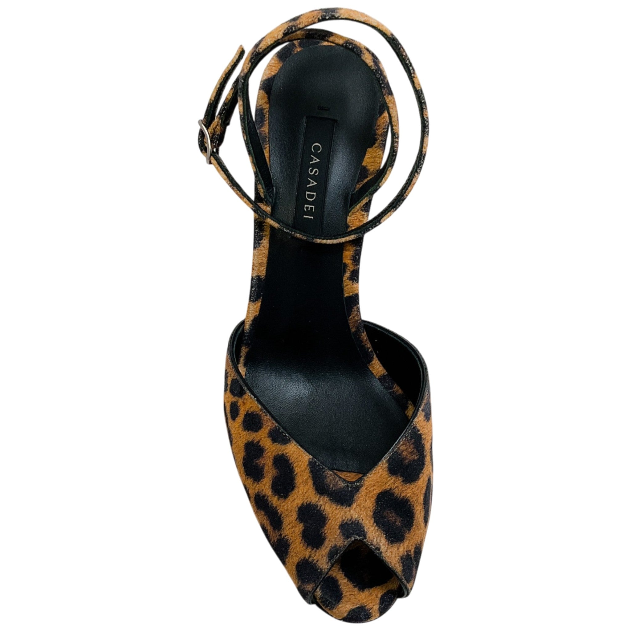 Casadei Cheeta Print Peep Toe Ankle Strap Malesia Pumps