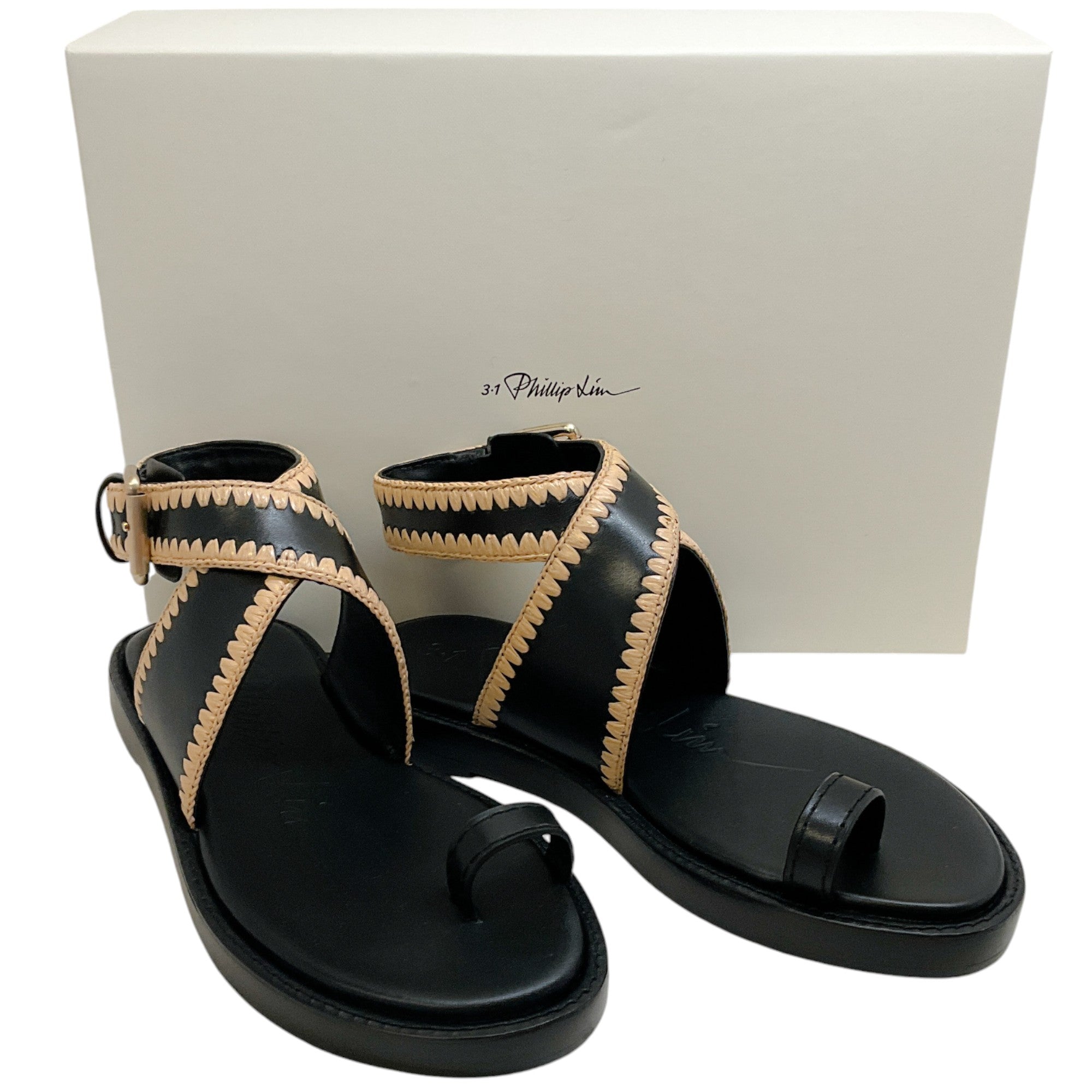 3.1 Phillip Lim Black / Natural Naya Ankle Wrap Sandals