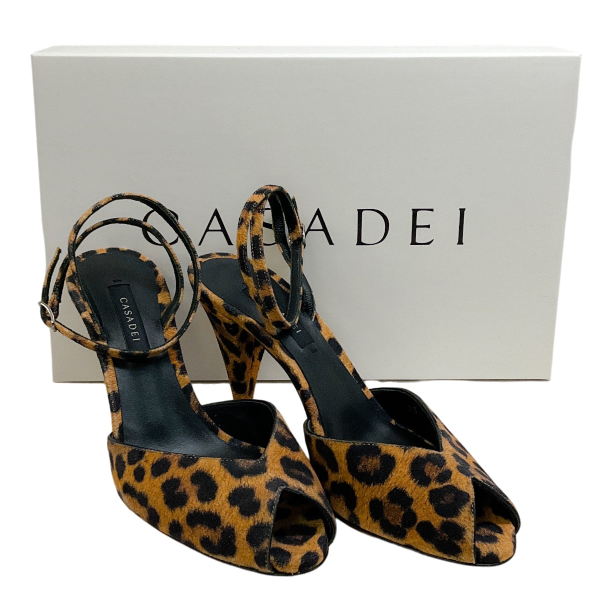 Casadei Cheeta Print Peep Toe Ankle Strap Malesia Pumps