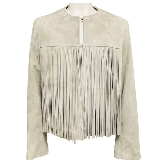 Fleurette Fawn Fringed Suede Leather Jacket