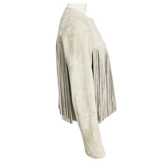 Fleurette Fawn Fringed Suede Leather Jacket