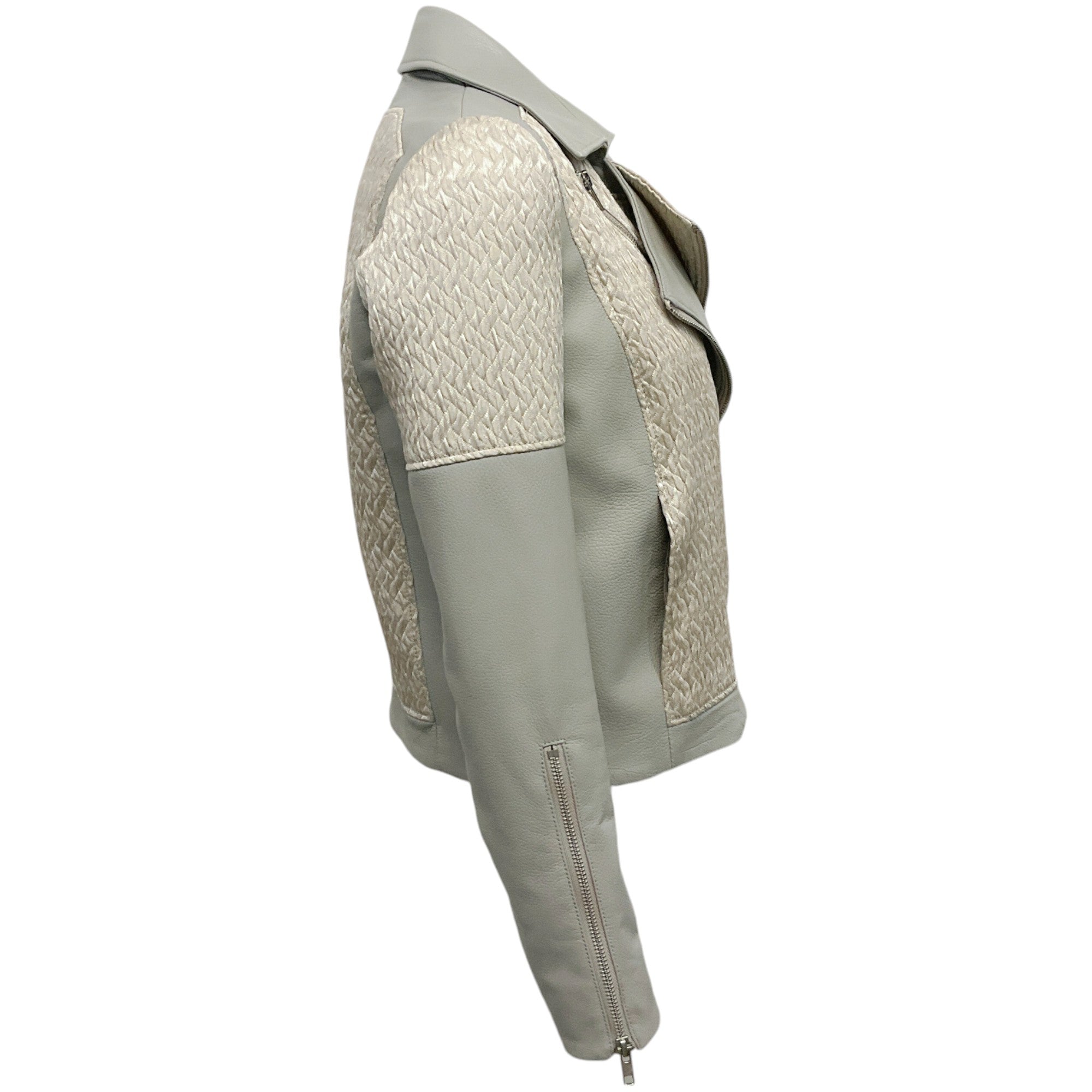 Helmut Lang Grey Mixed Leather Moto Jacket