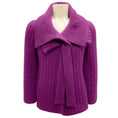 Load image into Gallery viewer, Oscar de la Renta Purple Fall 2008 Ribbed Knit Cashmere Cardigan Sweater
