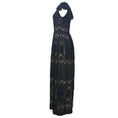 Load image into Gallery viewer, Monique Lhuillier Navy Blue / Beige Flutter Sleeved Embroidered Lace Gown / Formal Dress
