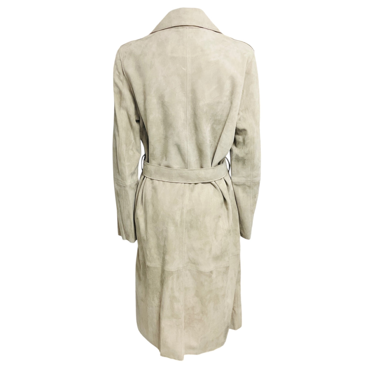 Fleurette Fawn Mid Length Suede Leather Coat with Belt