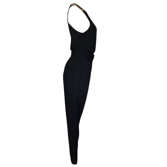 Barbara Bui Black / Silver Mesh Strap Sleeveless Jersey Jumpsuit