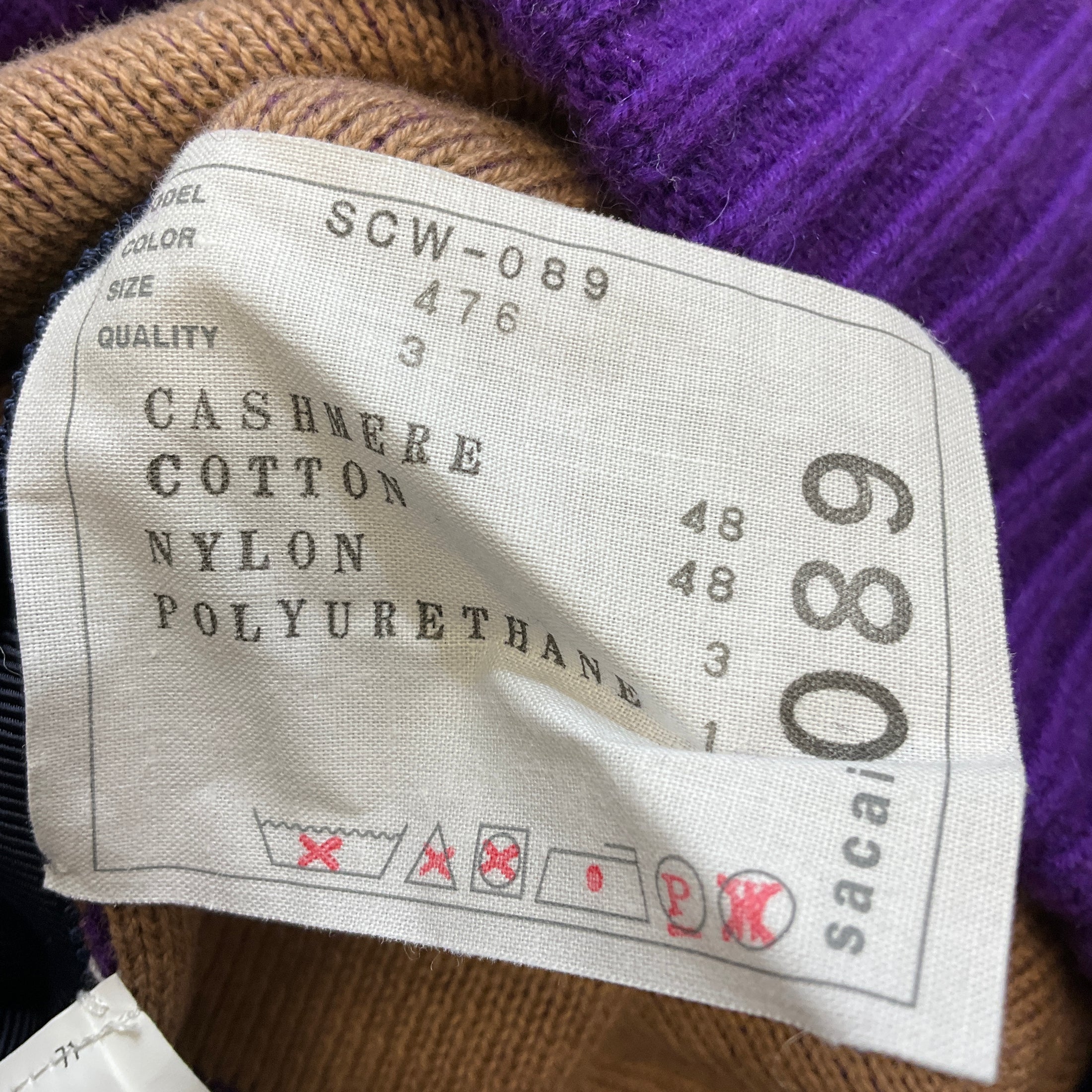 Sacai Purple Cashmere Knit Cardigan Sweater