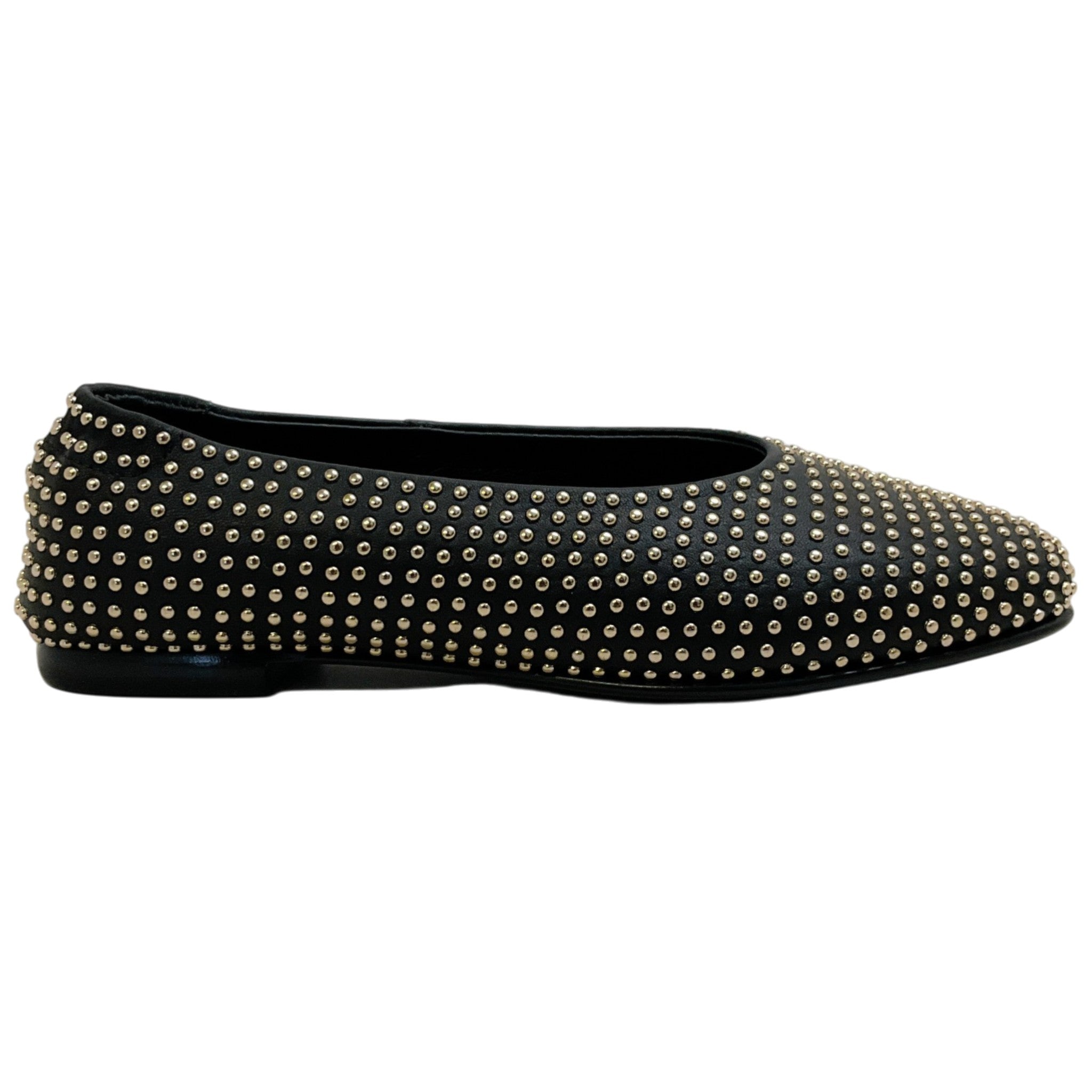 Simkhai Black Leather Eden Flats with Gold Studs