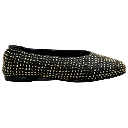 Simkhai Black Leather Eden Flats with Gold Studs