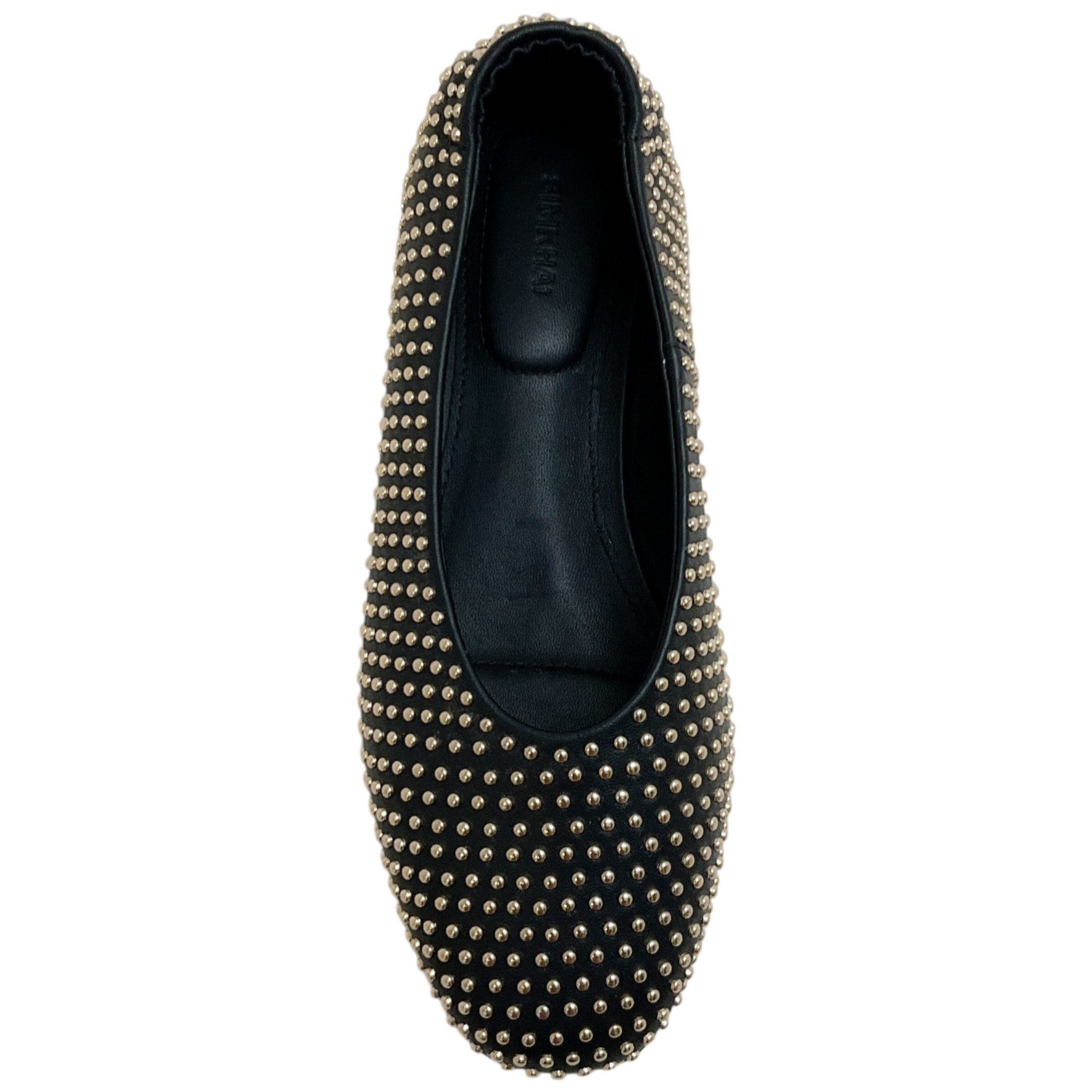 Simkhai Black Leather Eden Flats with Gold Studs