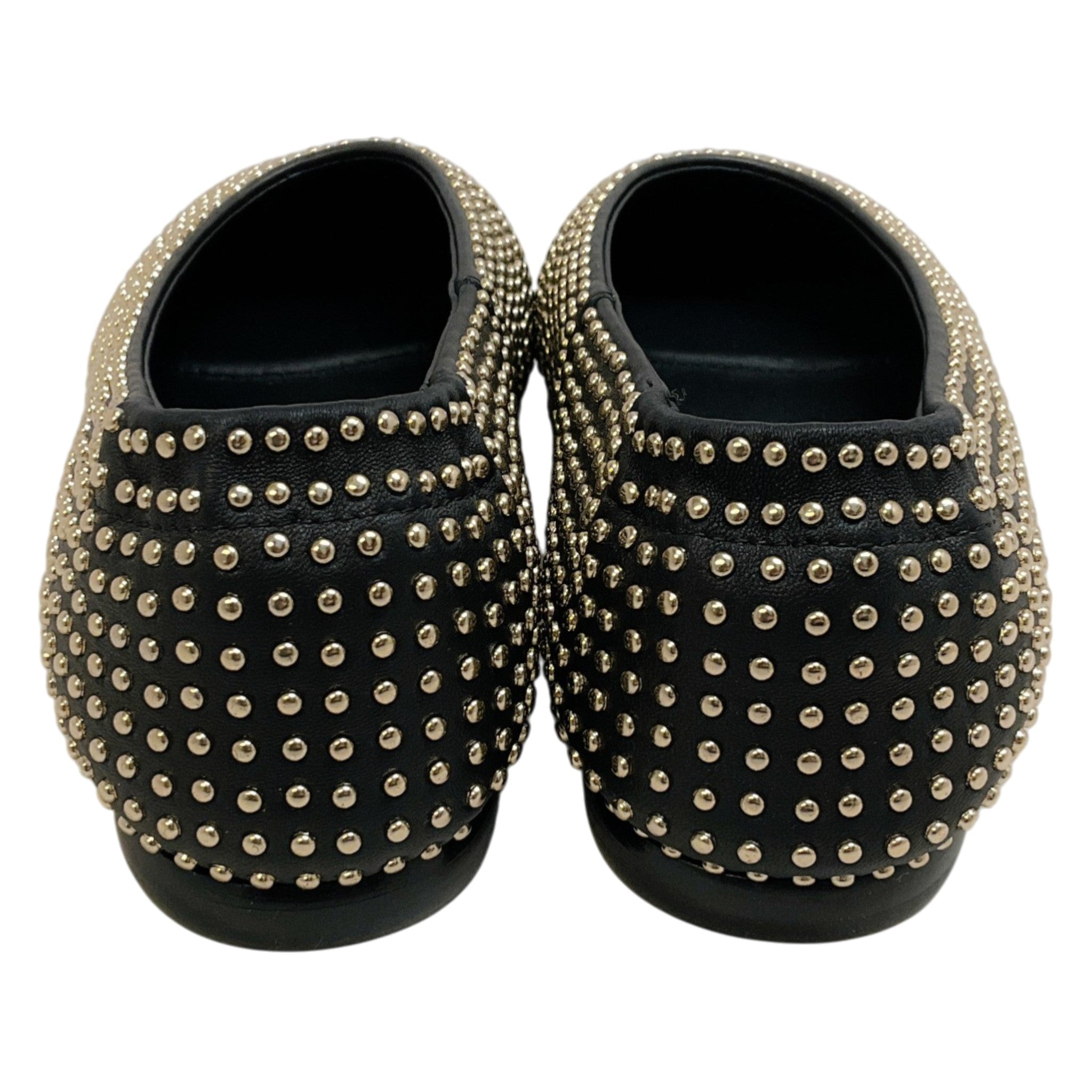 Simkhai Black Leather Eden Flats with Gold Studs