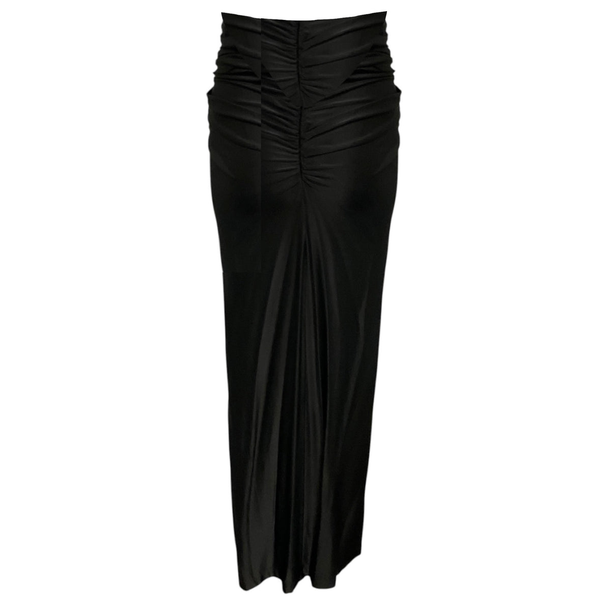 Paco Rabanne Black Crystal Embellished Draped Jersey Maxi Skirt