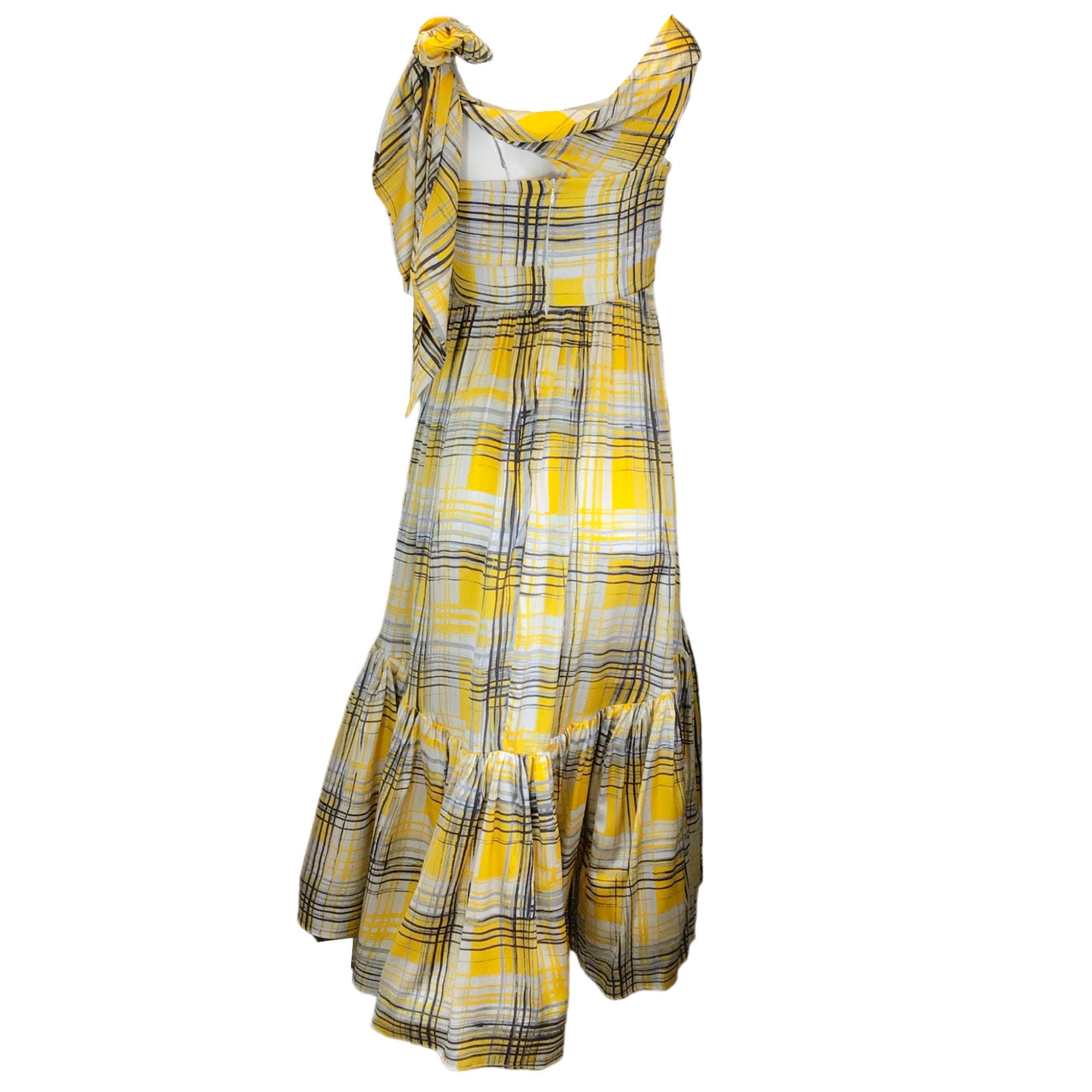 Silvia Tcherassi Brownea Yellow Multi Printed Silk Midi Dress