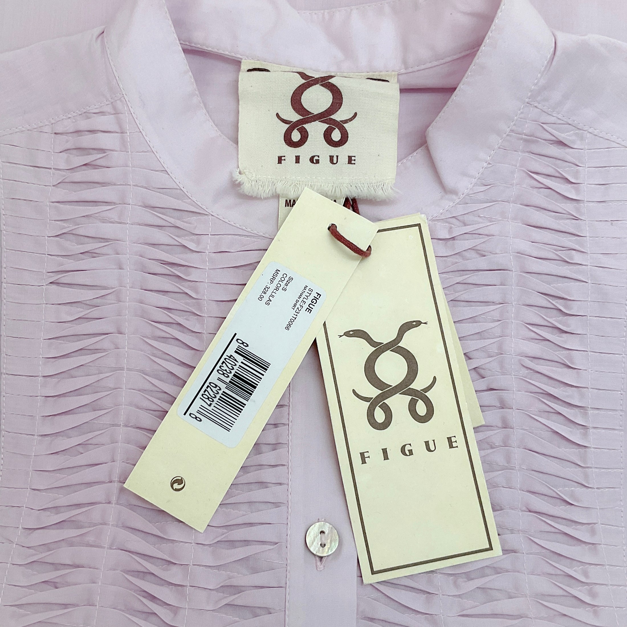 Figue Lilac Cotton Nathan Pleat Front Blouse