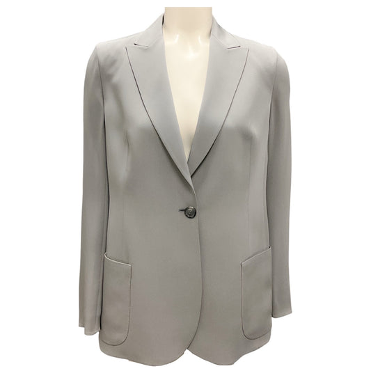 Akris Grey One Button Silk Blazer