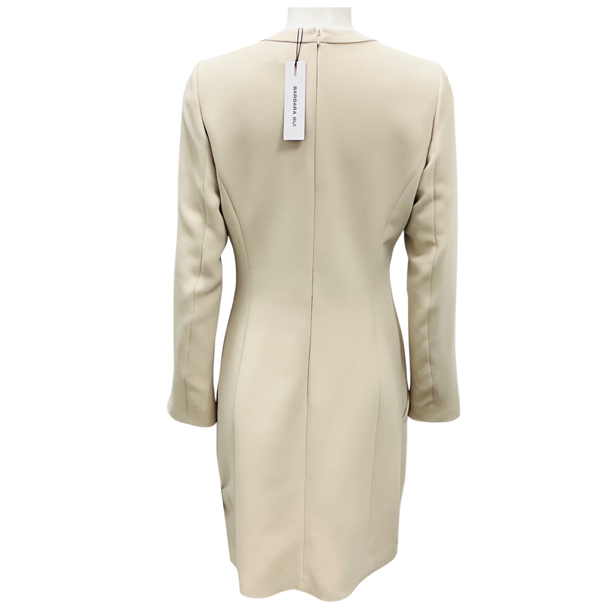 Barbara Bui Light Beige Buckle Adorned Dress with Slit Sleeves