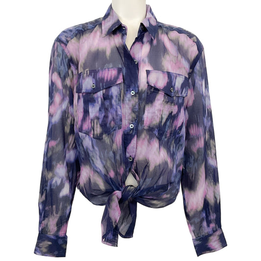 Isabel Marant Etoile Purple Multi Nath Tie Front Blouse