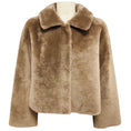 Load image into Gallery viewer, Fleurette Taupe Cropped Shearling Jacket
