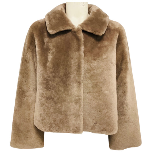 Fleurette Taupe Cropped Shearling Jacket