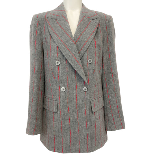 Malej Grey / Red Pinstriped Double Breasted Blazer
