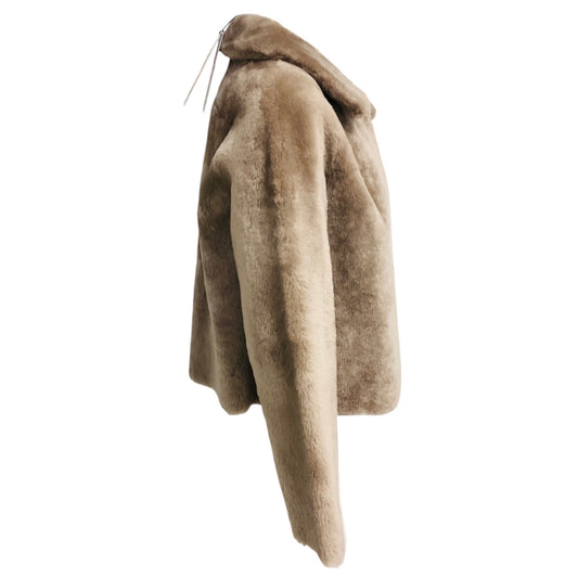Fleurette Taupe Cropped Shearling Jacket