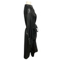 Load image into Gallery viewer, Brunello Cucinelli Black Stone Metallic Lame Wool Gauze Wrap Midi Shirt Dress
