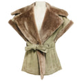 Load image into Gallery viewer, Fleurette Taupe Suede and Shearling Vest with Belt
